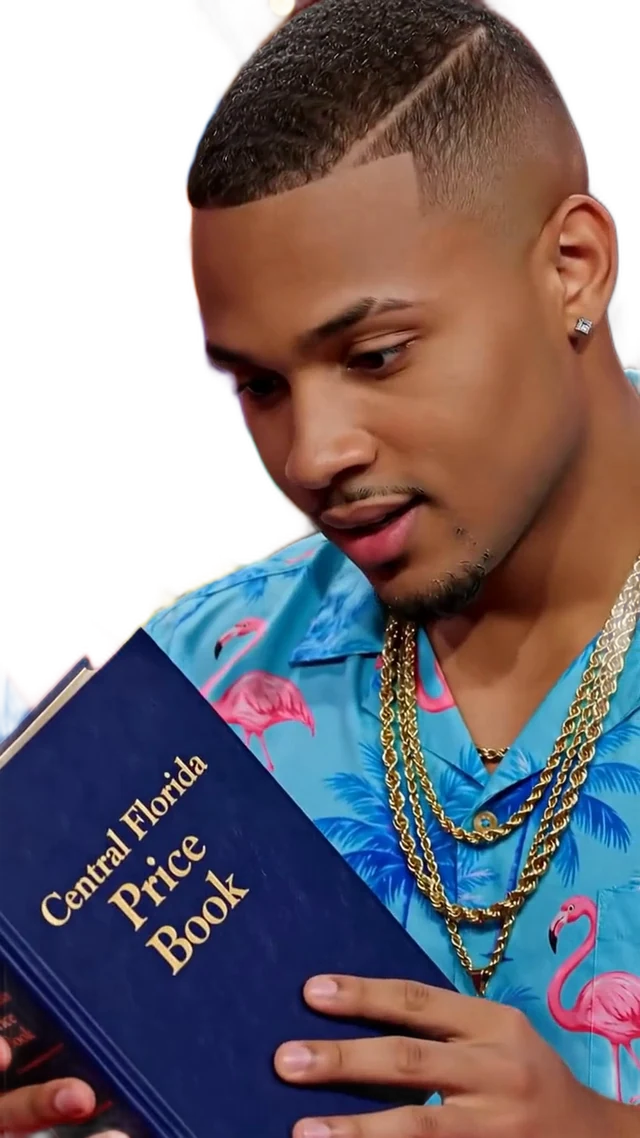 Lil Prices, the official face of FLPriceBook, studying the Central Florida Price Book